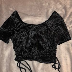 velvet black crop top